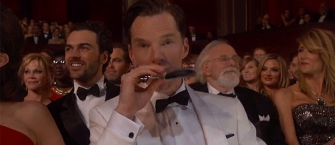 Benedict Cumberbatch Whips Out Flask at The Oscars